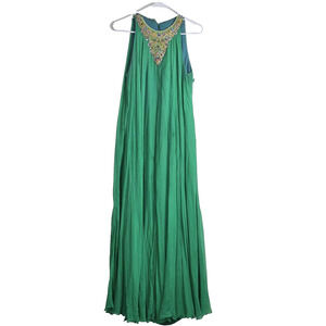 VTG John Doyle Bishop Seattle Beaded Silk Chiffon Gown Green Avant Garde Read